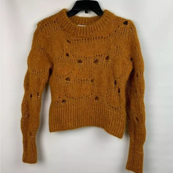 H&M Sweater Orange Design Wool Alpaca Pullover Round Neck Long Sleeve Size L - Picture 1 of 7